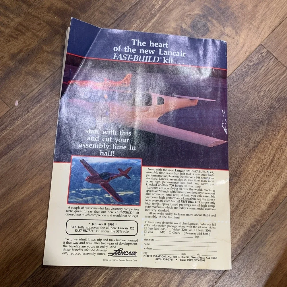 August 1991 Kitplanes Magazine Vintage Magazine